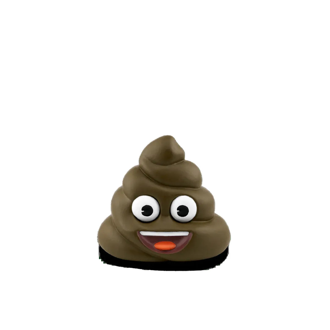 Brown poop emoji with a happy expression on a white background