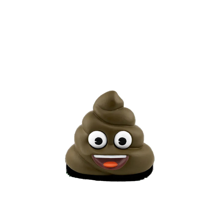 Brown poop emoji with a happy expression on a white background