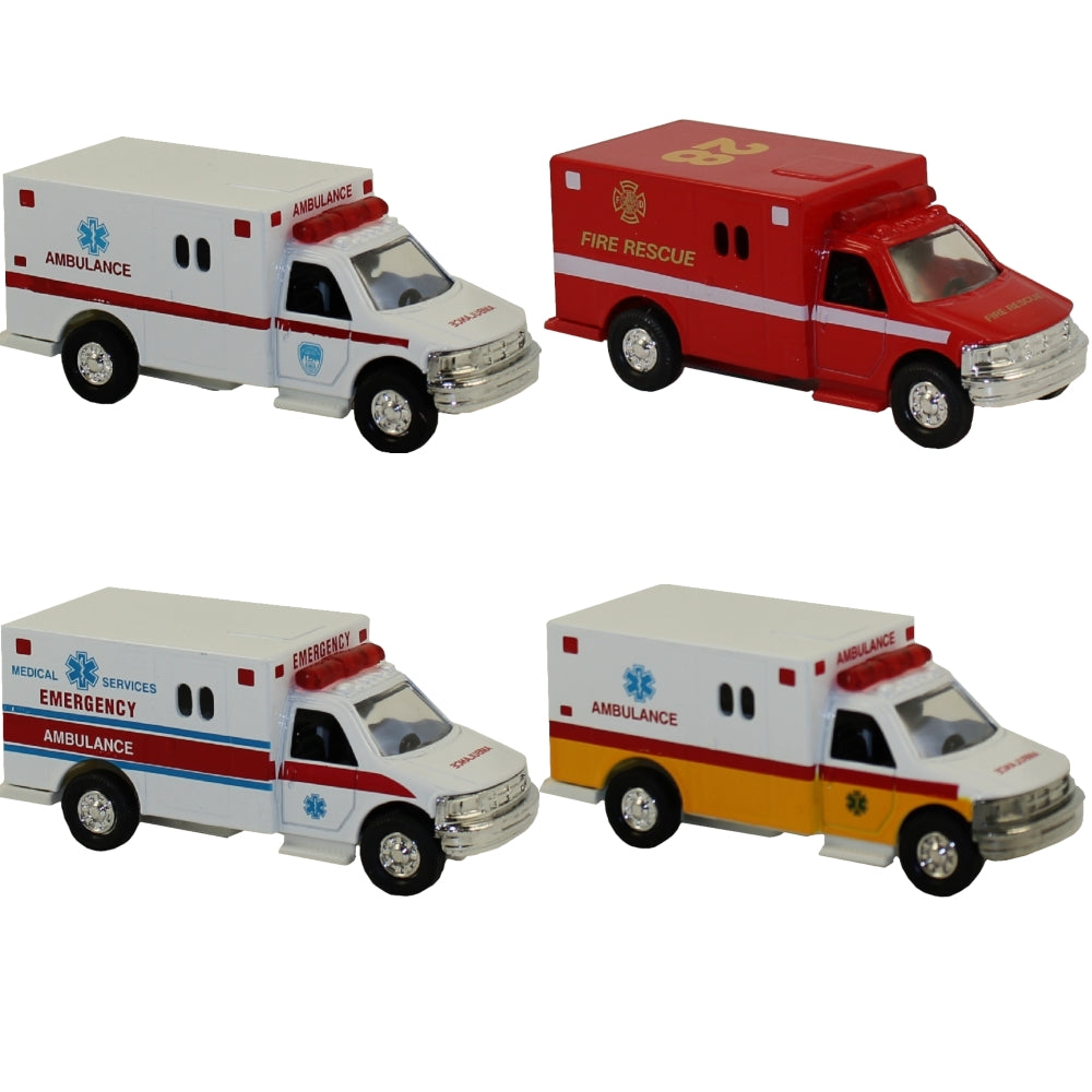 5” Die-Cast Pull Back Rescue Ambulance (Assorted)