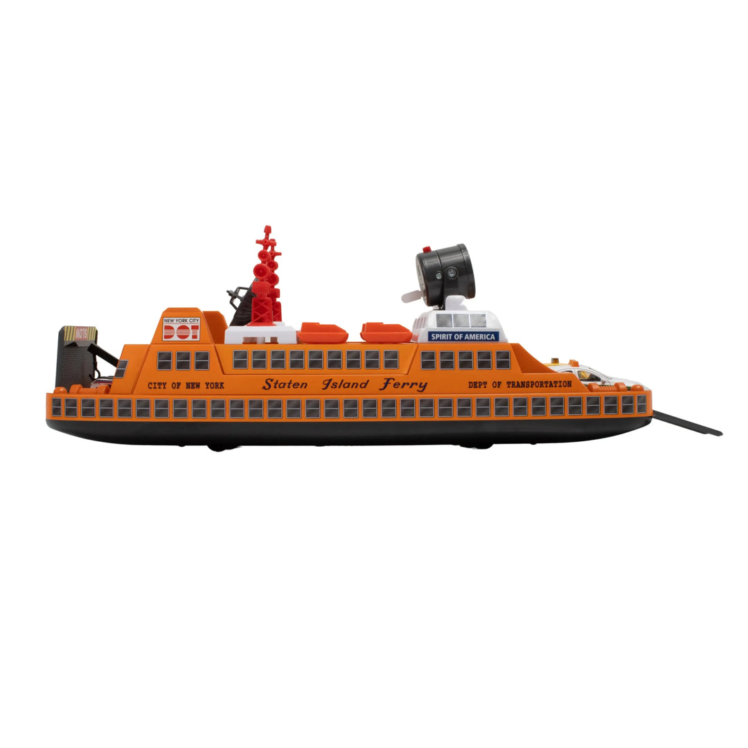 Model of the Staten Island Ferry on a white background