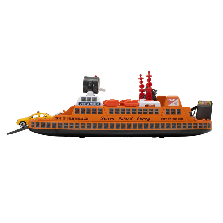 Model of the Staten Island Ferry on a white background