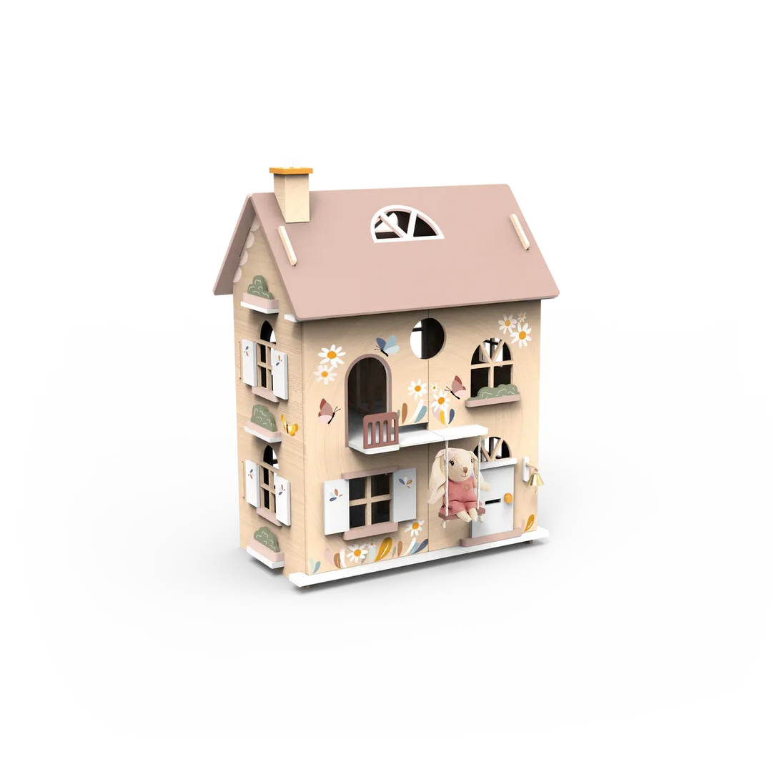 Flowers Cottage – Wooden Dollhouse Play Set