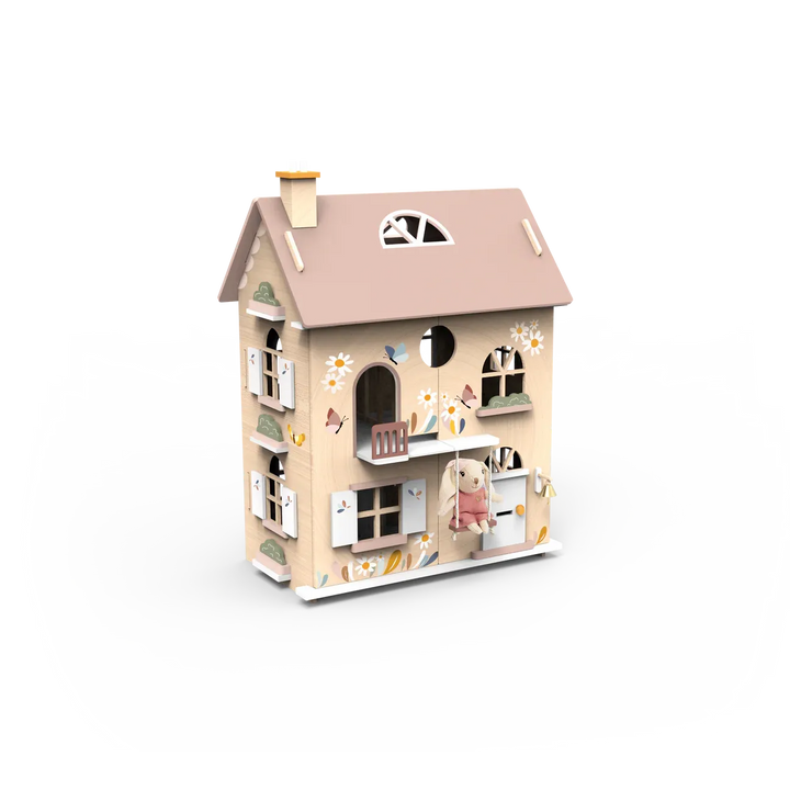 Flowers Cottage – Wooden Dollhouse Play Set