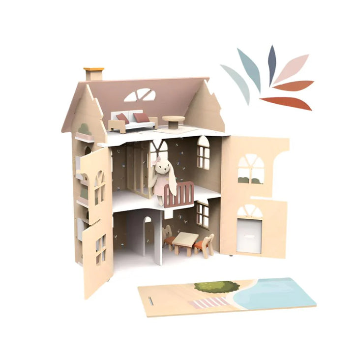 Flowers Cottage – Wooden Dollhouse Play Set