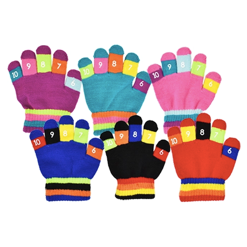 Grand Sierra Toddler Boys and Girls Stretch Number Gloves (Assorted Colors) Size 2-4 Years