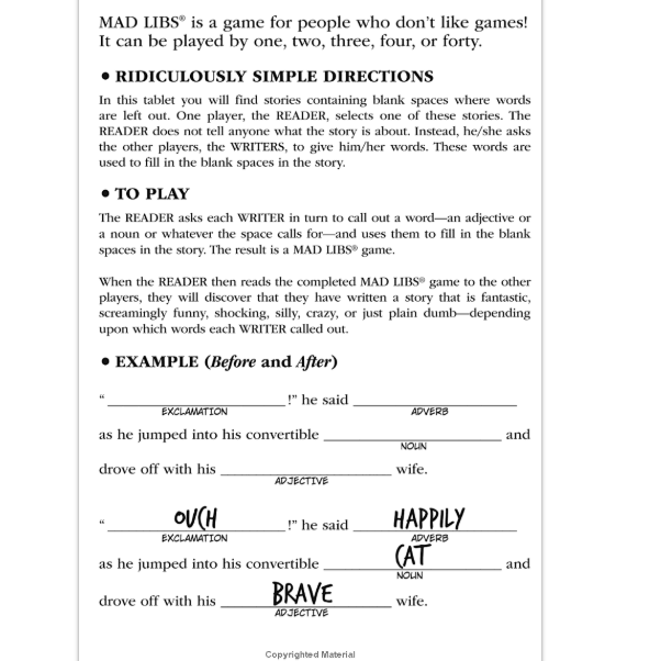 Mad Libs for President