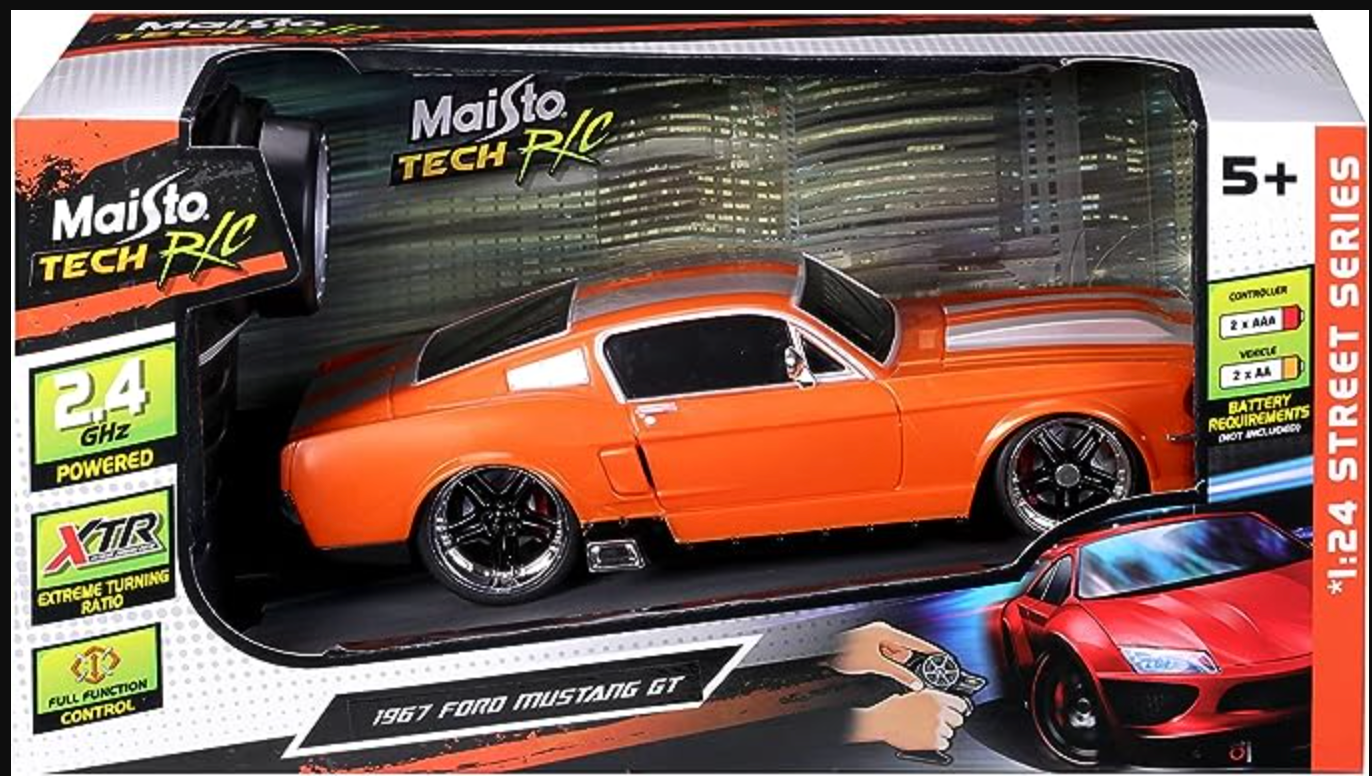 Maisto Tech R/C 1:24 Scale 2.4 GHz 1967 Ford Mustang GT, Metallic Orange