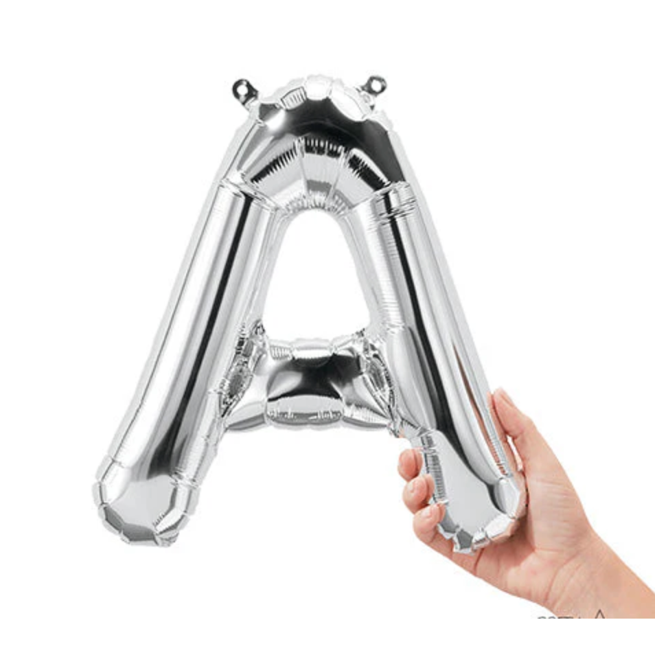 Mini Letter Silver 14 inch letter & Symbol Balloons (AIR FILL ONLY!)