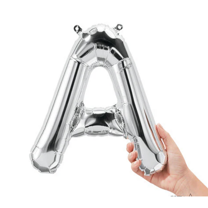 Mini Letter Silver 14 inch letter & Symbol Balloons (AIR FILL ONLY!)