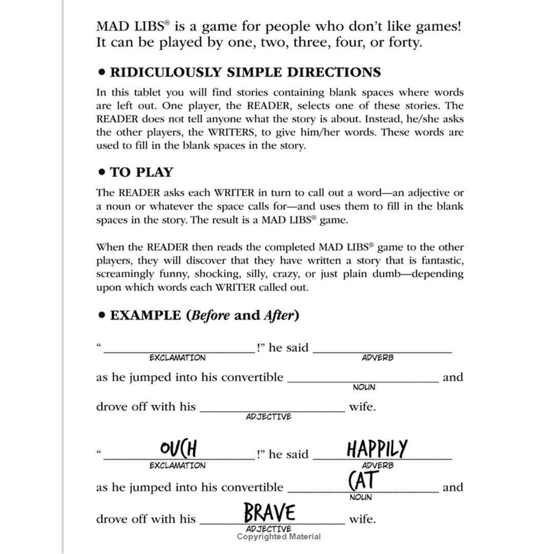 Camp Daze Mad Libs