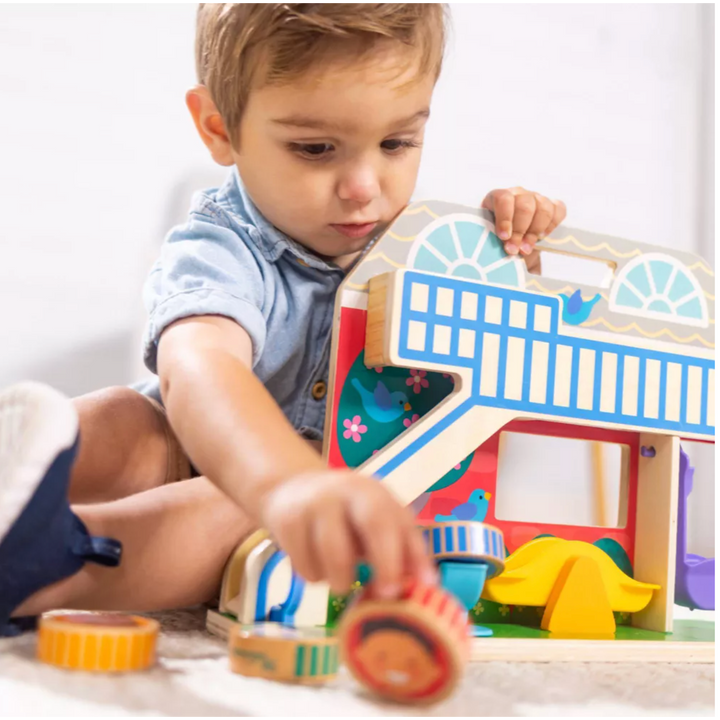 Melissa & Doug GO Tots Wooden Schoolyard Tumble with 3 Disks