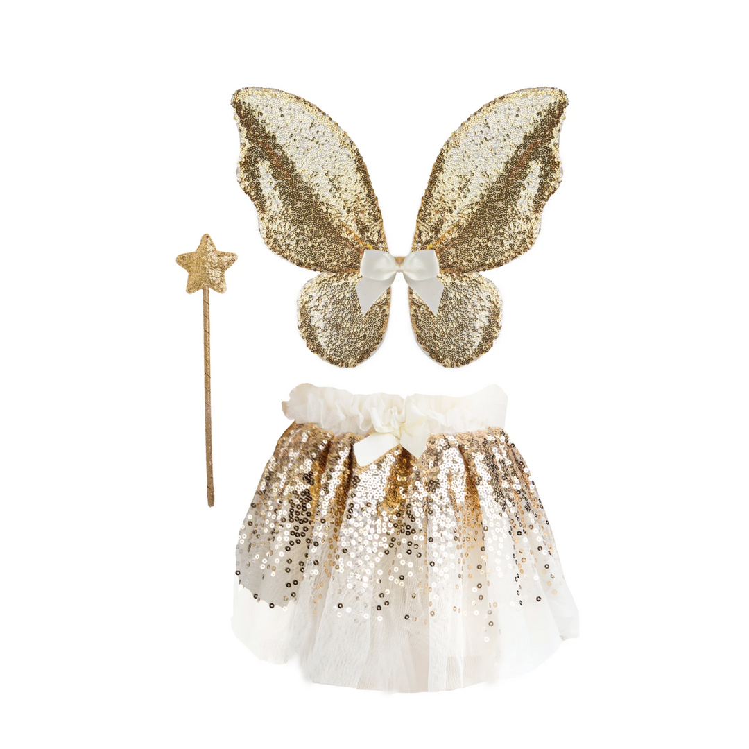 Great Pretenders Gracious Gold Sequins Skirt, Wings &amp; Wand
