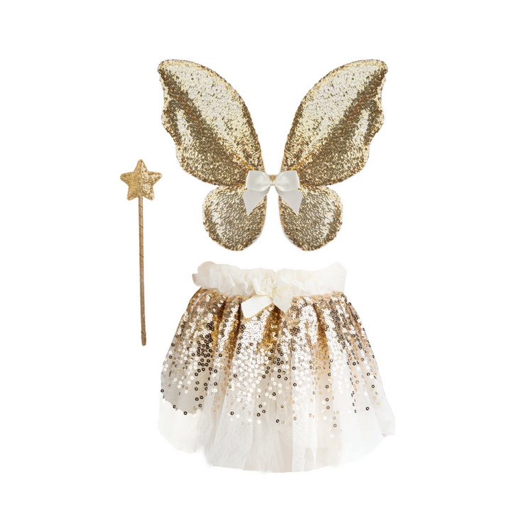 Great Pretenders Gracious Gold Sequins Skirt, Wings &amp; Wand