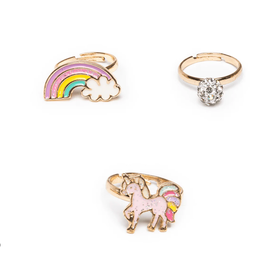 Boutique Unicorn Rainbow Rings 3 pc Set