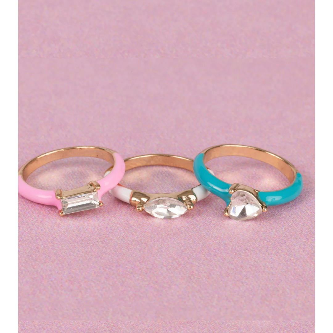 Boutique Chic Crystal Cool Rings, 3pcs