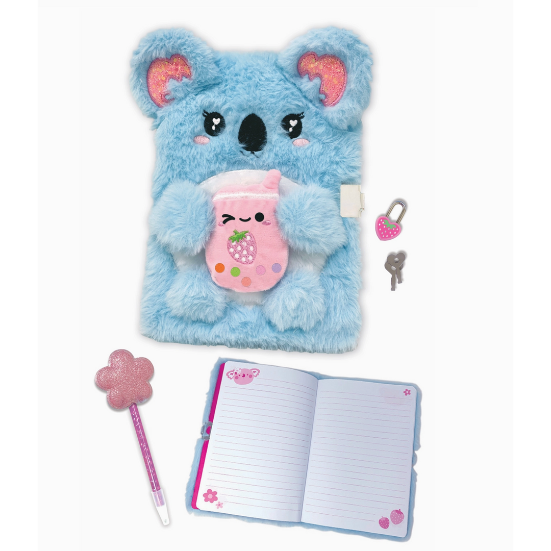 Fuzzy Koala Diary with Lock and Key