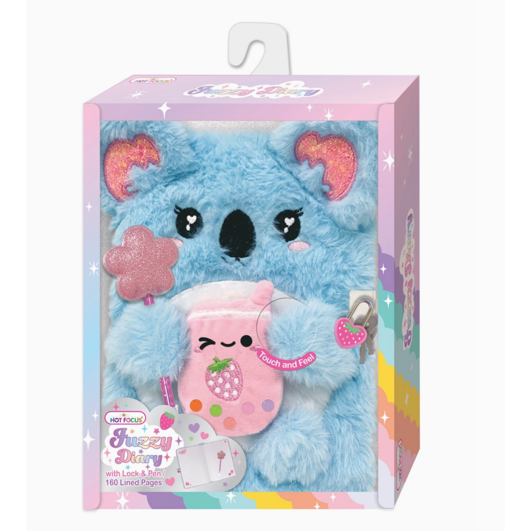 Fuzzy Koala Diary with Lock and Key