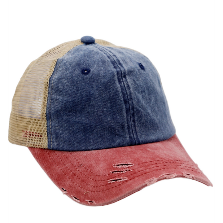 Youth Three Tone Distressed Trucker Hat