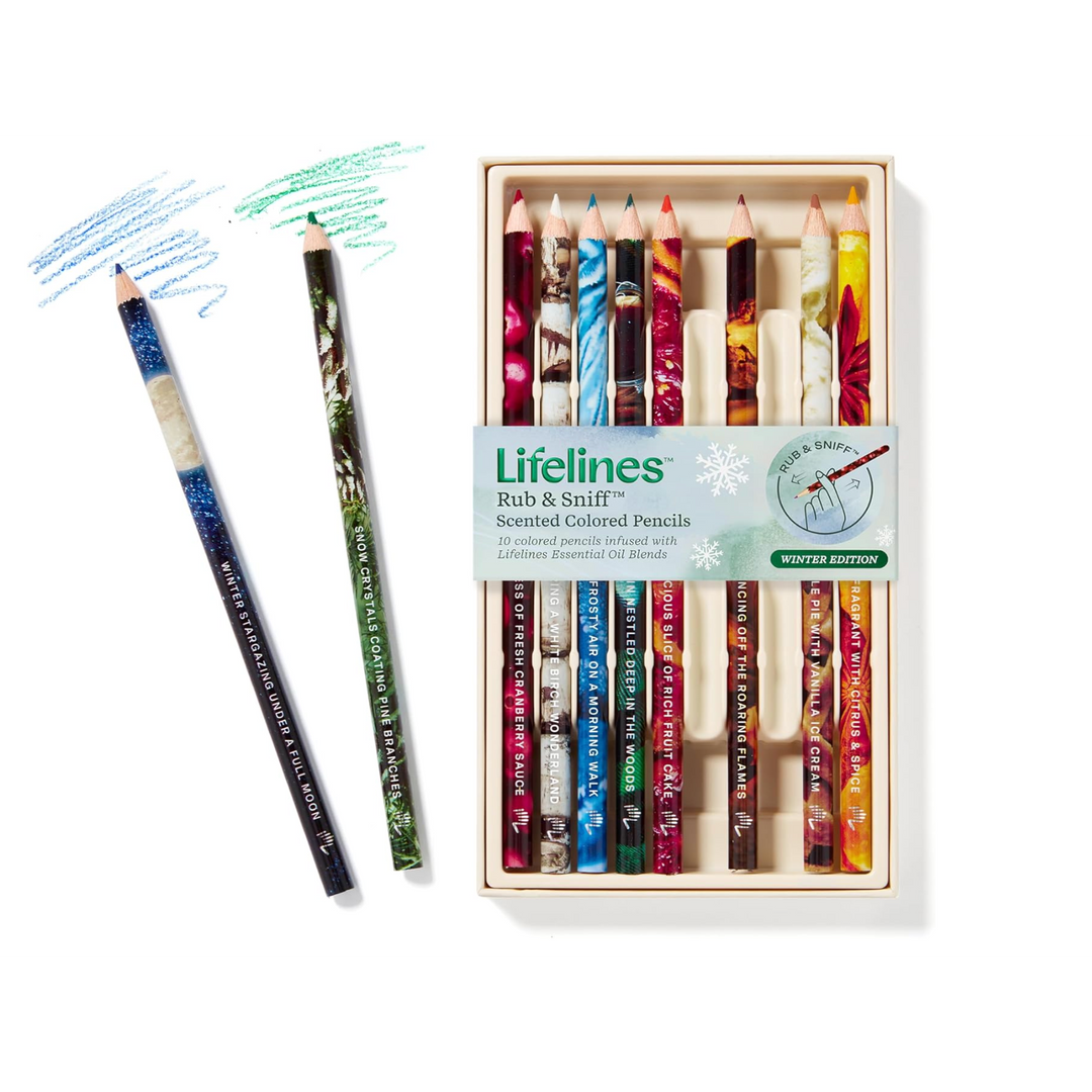 Lifelines Scented Colored Pencils, 10-Pack Winter - Rub & Sniff Color Pencils