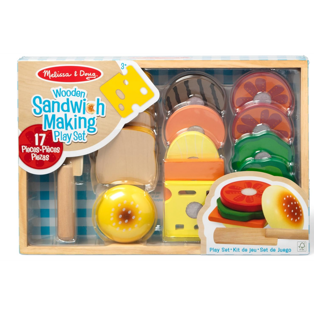 Melissa & Doug Wooden Sandwich-Making Pretend Play Food Set