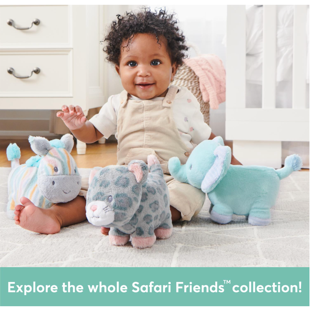 Safari Friends Pull-Down Musical Plush (Plays Brahms` Lullaby), 12 in