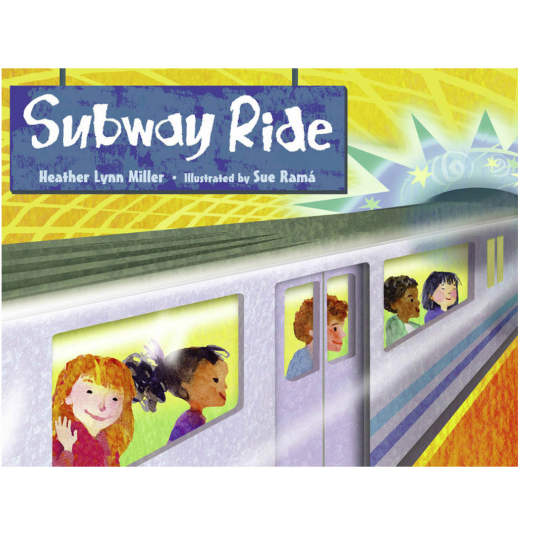 Book cover of 'Subway Ride' with a train and children illustration.