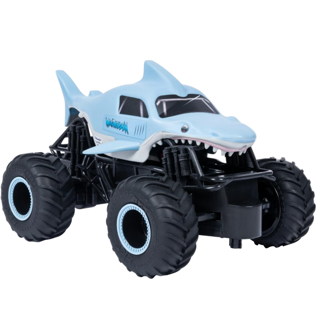Toy truck with shark design on a white background
