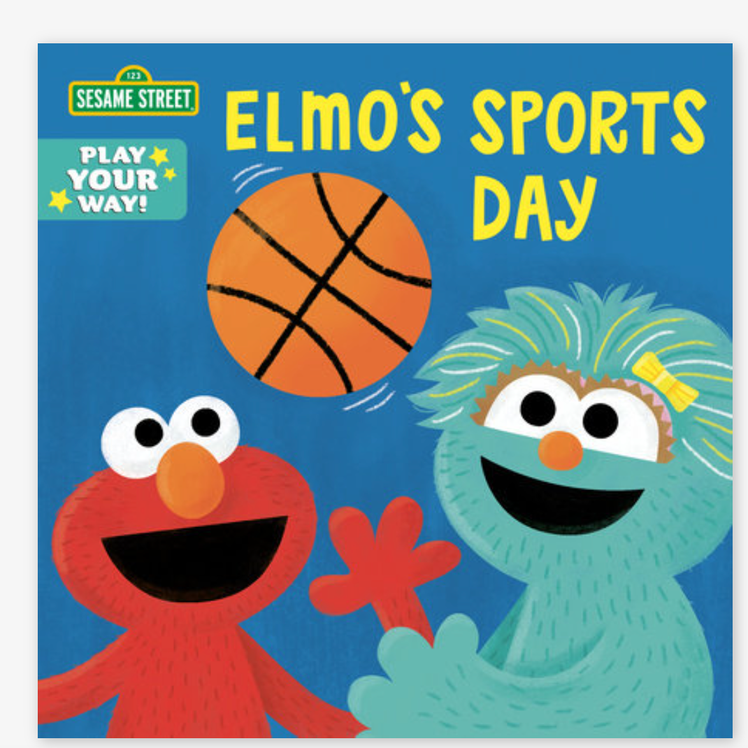 Book of 'Elmo's Sports Day' featuring Elmo and Oscar from Sesame Street. Board book