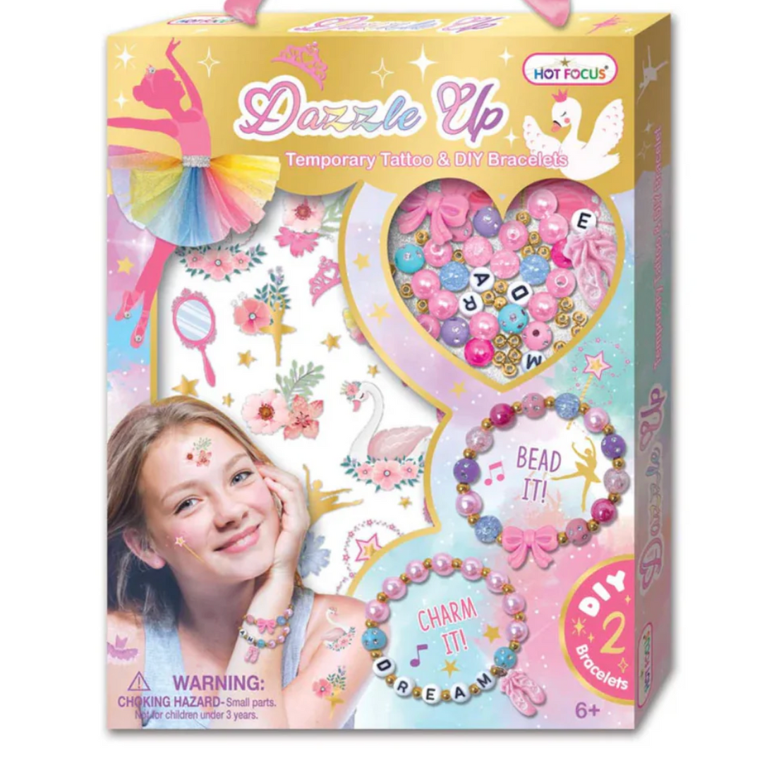 Dazzle Up Ballerina Beauties Temporary Tattoos & DIY Bracelet Kit