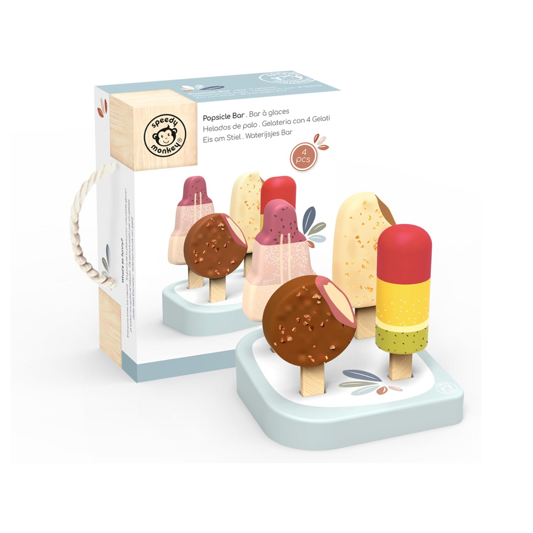 SPEEDY MONKEY Wooden Ice Cream Bar Stand with 4 Treats