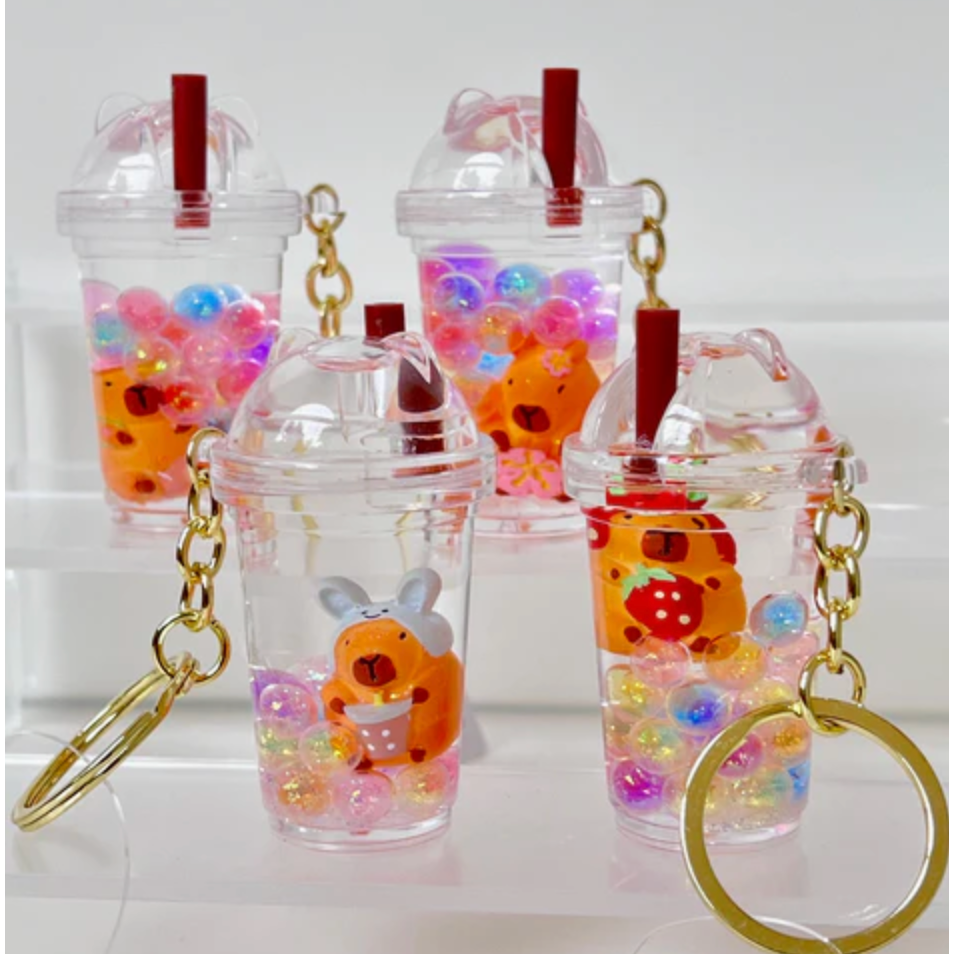 Capybara Boba Floaty Keychain