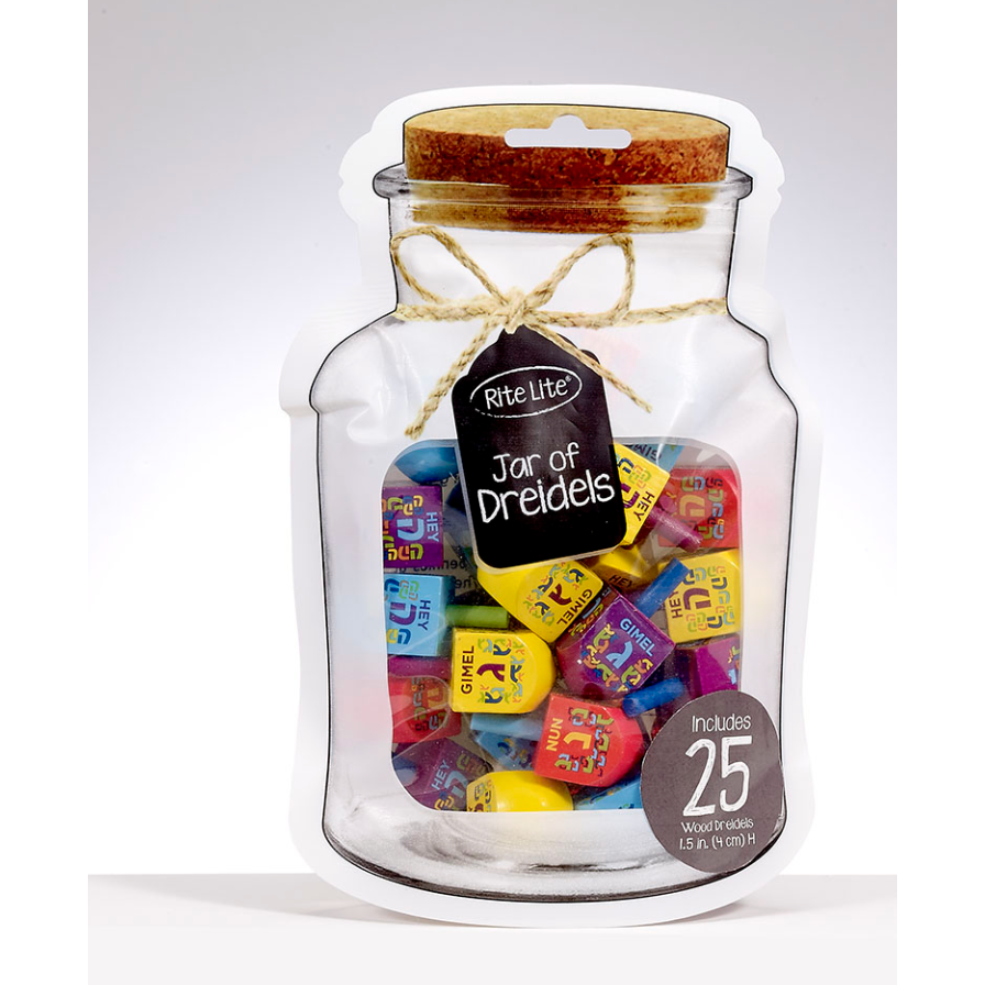 Jar of Dreidels- 25 wood Dreidels