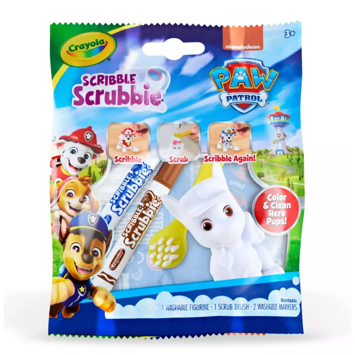 Crayola Scribble Scrubbie set with Paw Patrol characters on packaging