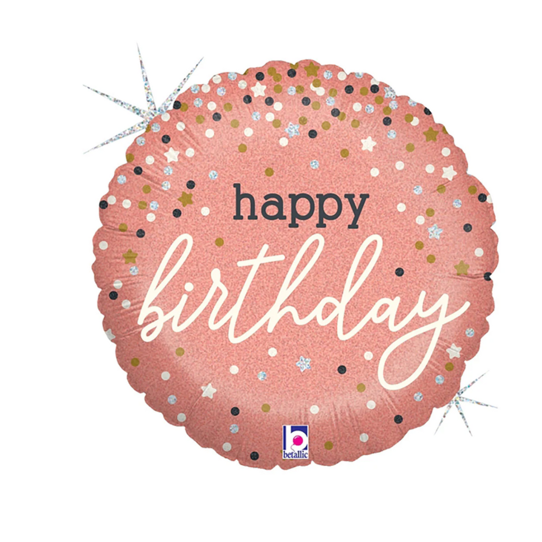 ROSE GOLD CONFETTI BIRTHDAY Mylar Balloon