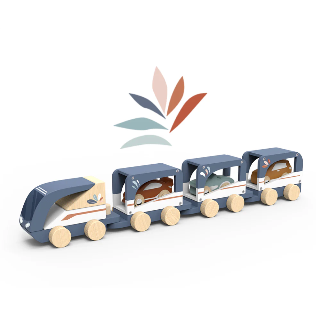 Wooden Train Vehicle Carrier