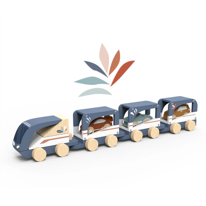 Wooden Train Vehicle Carrier