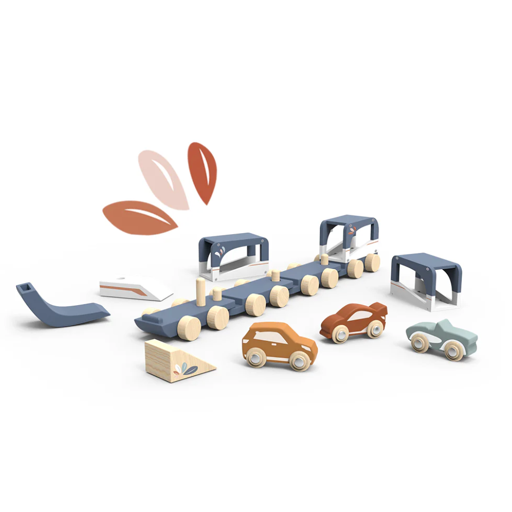 Wooden Train Vehicle Carrier