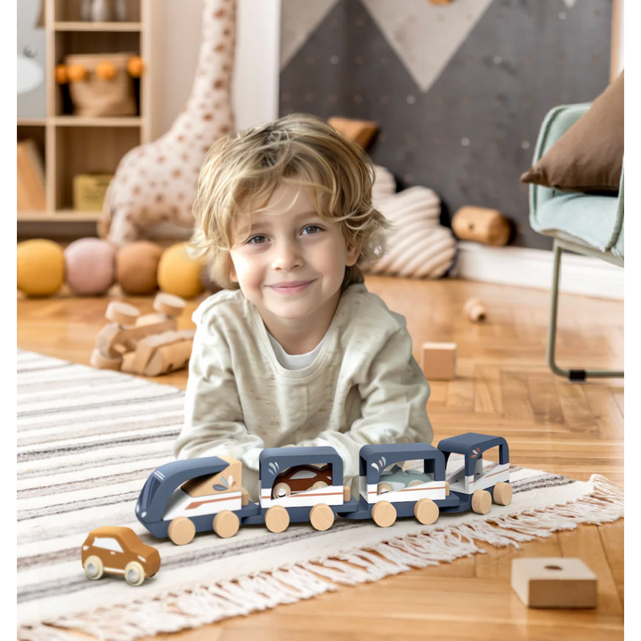 Wooden Train Vehicle Carrier