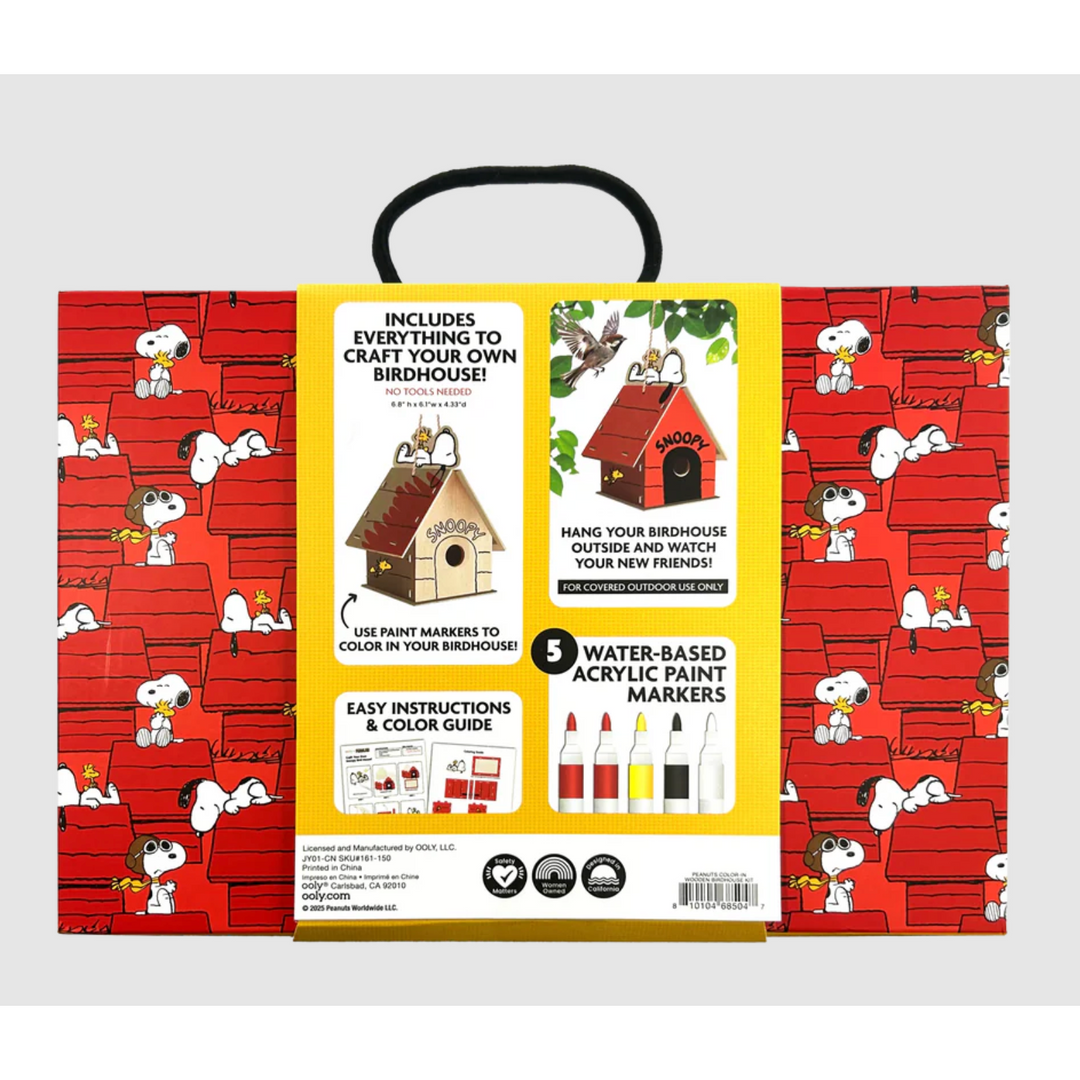 OOLY x Peanuts Color-in Wooden Birdhouse Kit - 5 Paint Markers
