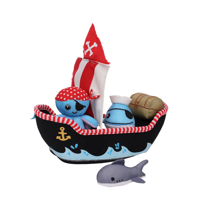Manhattan Toy Neoprene Pirate Ship 5 Piece Floating Spill n Fill Bath Toy