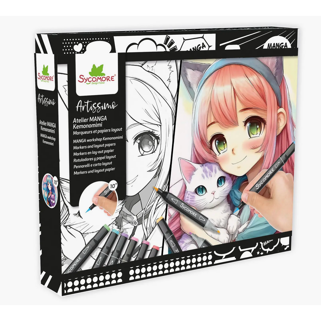 Manga Drawing Kit – Layout Pad & Markers (Kemonomimi)