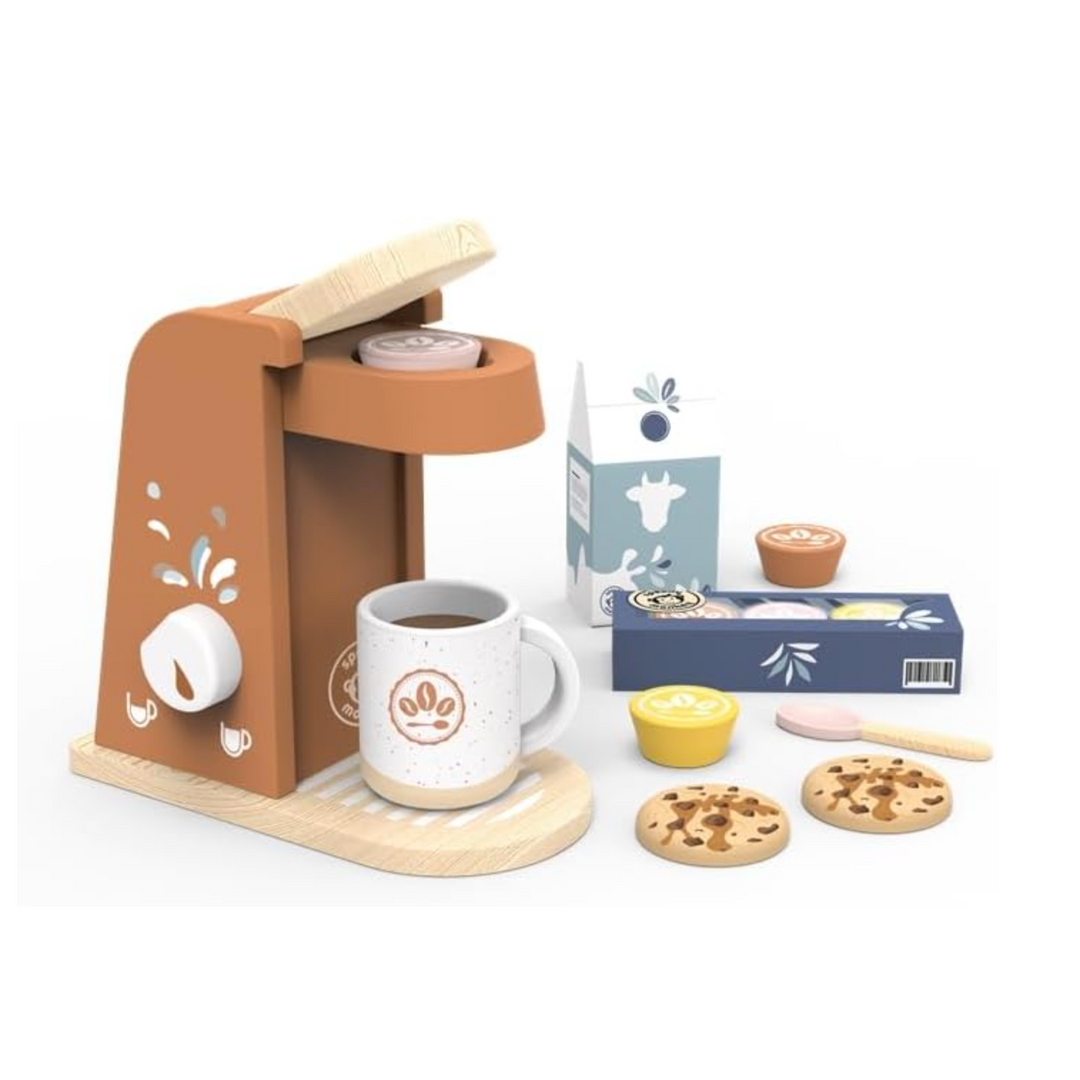 SPEEDY MONKEY Wooden Kids Coffee Machine Playset