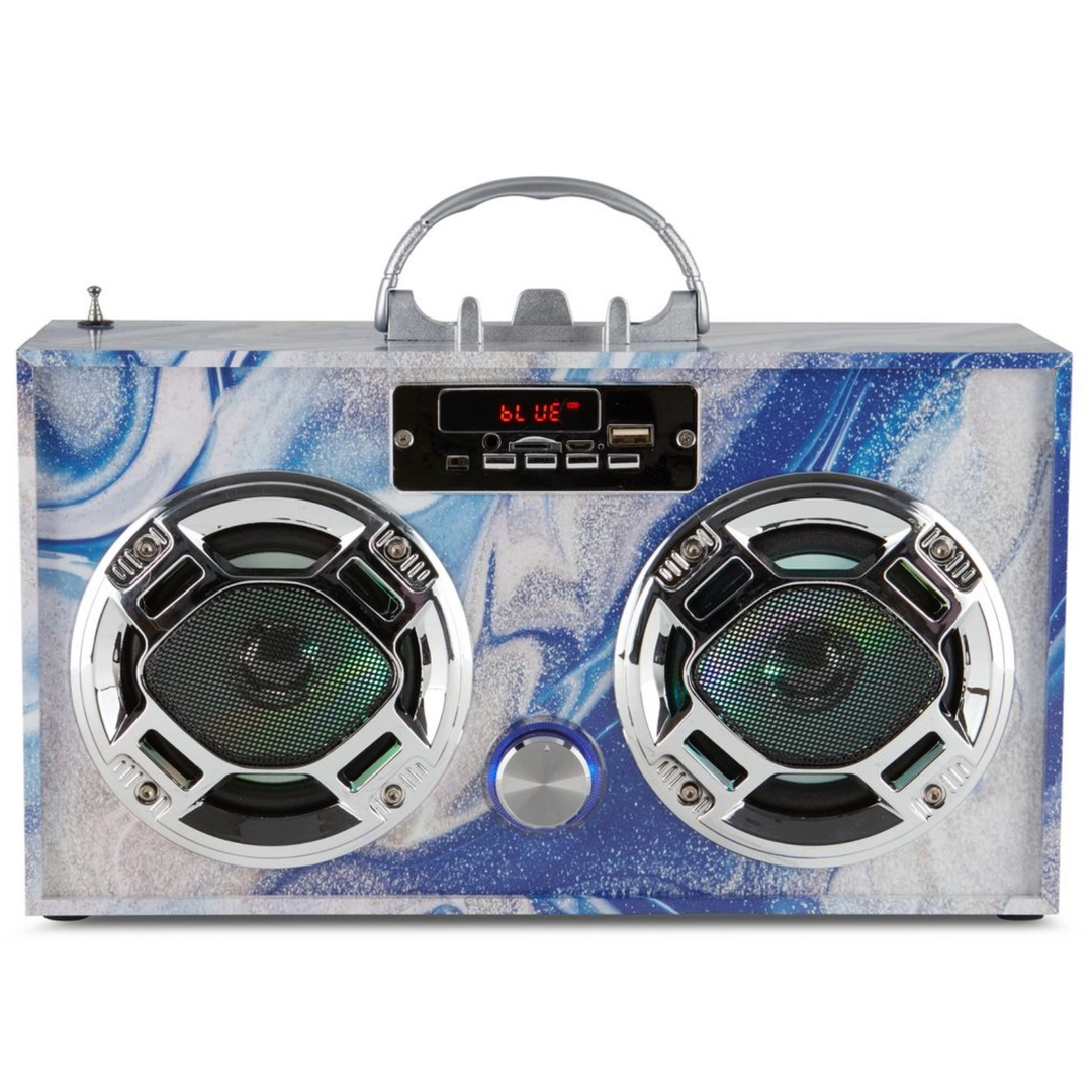 Blue Swirl Wireless Boombox &amp; Fm Radio