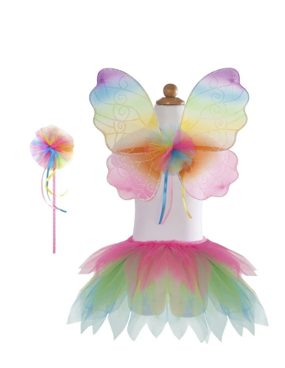 Neon Rainbow Skirt Wings and Wand Set