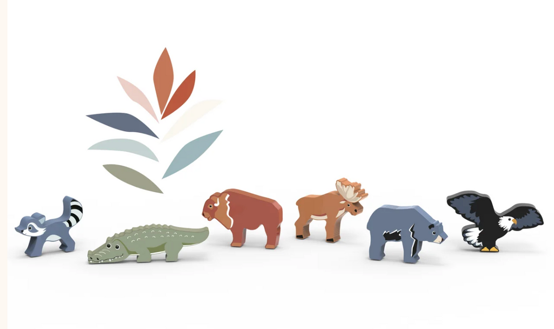 World Animals North America Wooden Animal Set – 6 Pieces