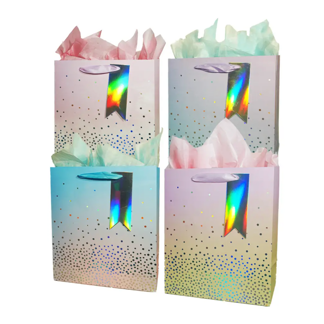 Everyday Gift Bag - Pastel Ombre Color with Sliver Dot-L
