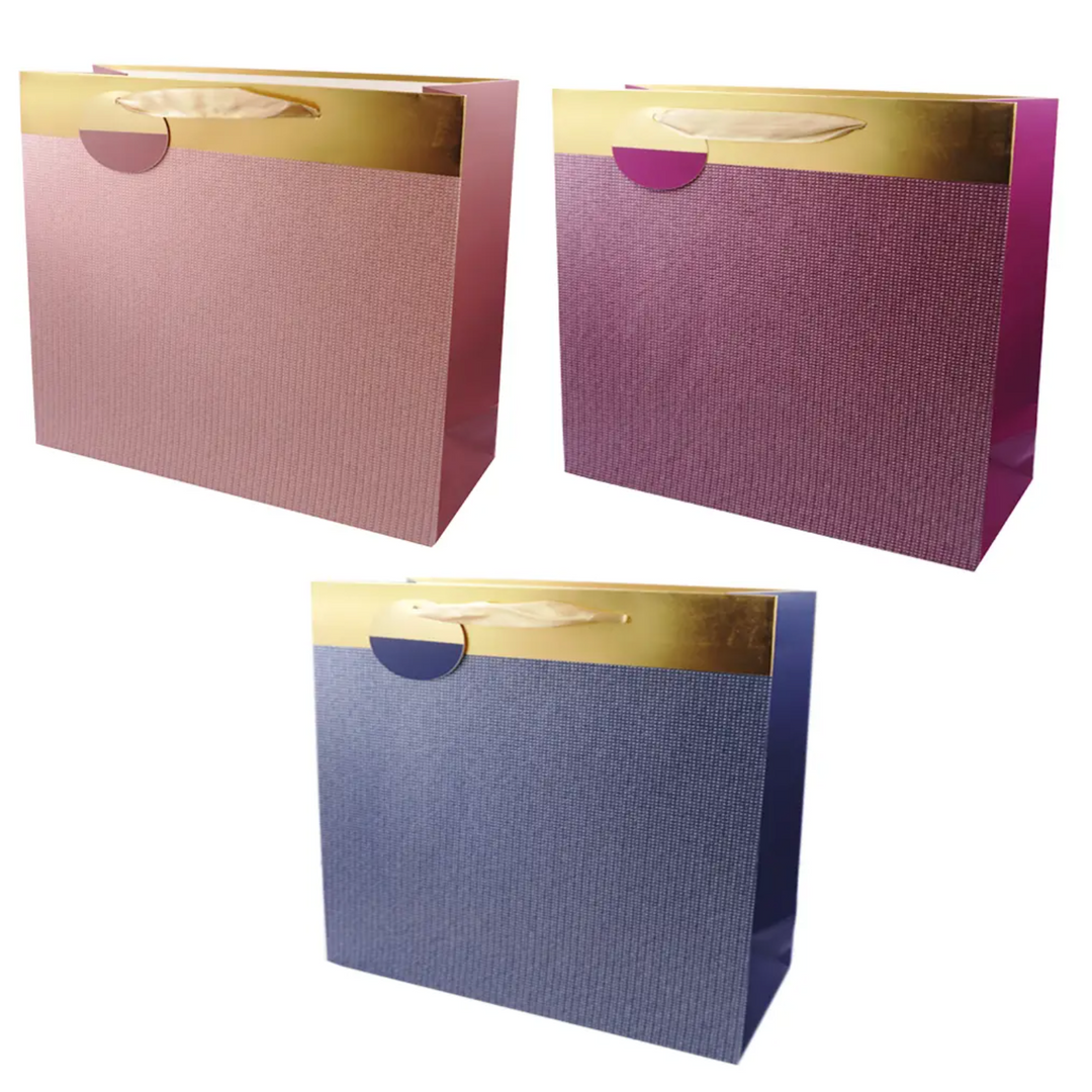 Foil Front, Ribbon Handles Gift Bag (7.1 in x 9.1 in x 3.9 in)