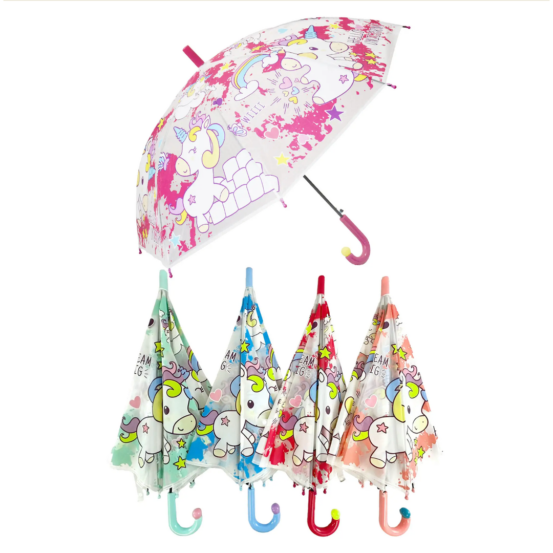 Kids Unicorn Pony Paint Translucent Umbrella