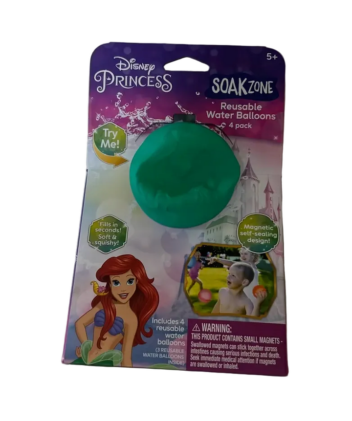 Disney Princess reusable water balloon set packaging on a white background