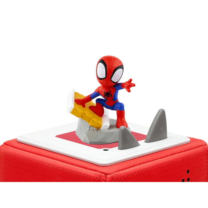 Spider-Man toy figure on a red and gray base with a white background